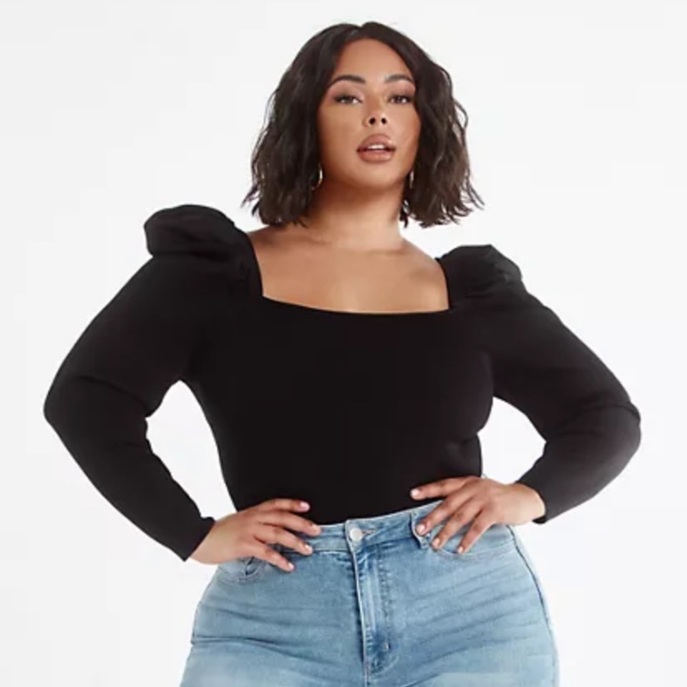 Fashion to figure Puff Sleeve Square Neck Top